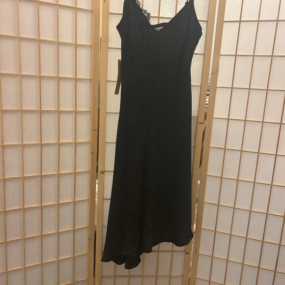 Rachel Roy Little Black Camisole Dress with Lace Trim and Asymmetrical Hem Sz 6 - Picture 2 of 14